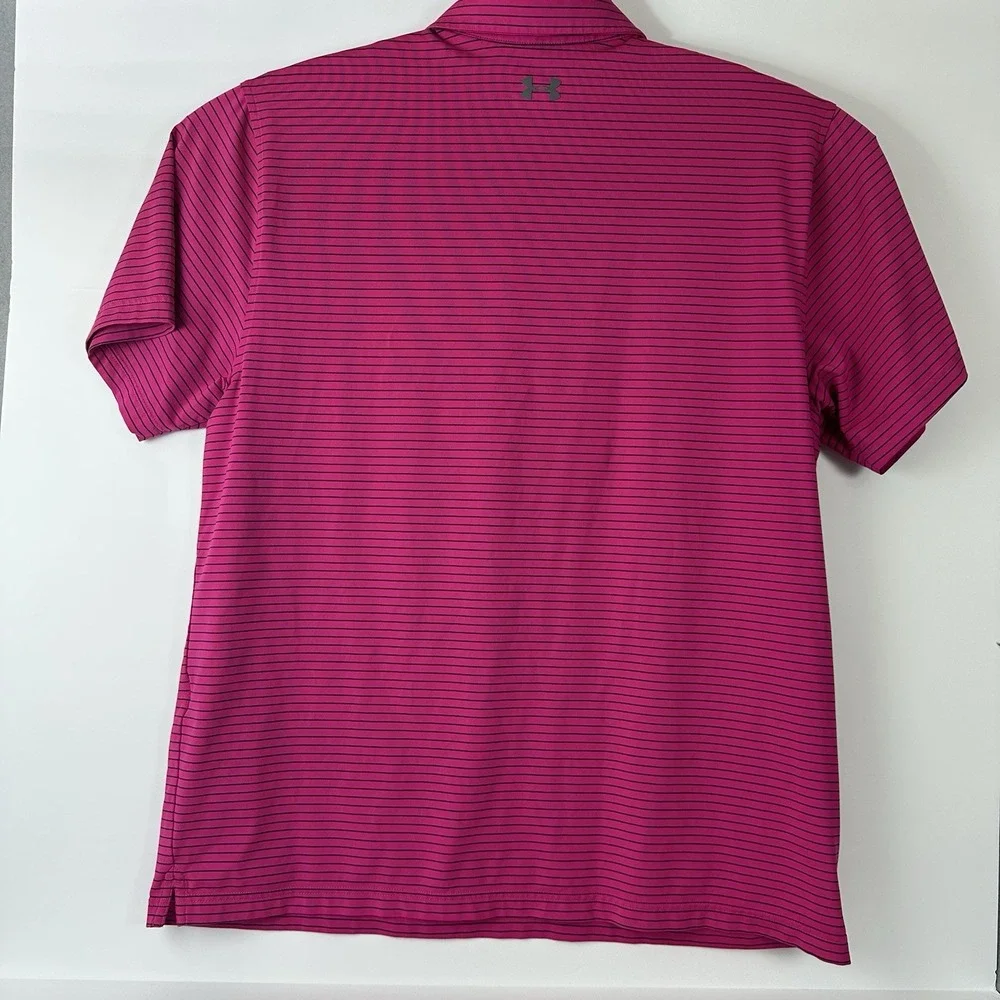 Under Armour XXL MAROON STRIPED The Playoff Polo Short Sleeve Loose Fit - Picture 6 of 6